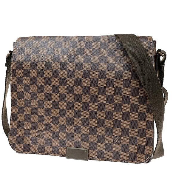 LOUIS VUITTON District MM Shoulder Bag Damier Ebene Leather Brown - Picture 1 of 16